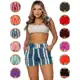 Short Feminino Cinto Fivela Bermuda Crepe Bolso Shortinho Curto Social Cintura Alta Shorte Basico em oferta