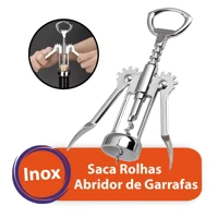 Imagem da promoção Saca Rolha Abridor De Garrafa Vinho Aço Inox Tipo Borboleta Multiuso - Total Shop Mix