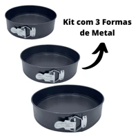 Imagem da promoção Kit 3 Formas com Fundo Removível Antiaderente com Fundo Removível para torta Bolo