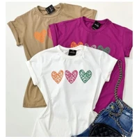 Imagem da promoção Camiseta T-shirt Feminina Estampada 3 Coração Colorido