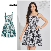 Imagem da promoção Lovito Vestido com Barra Franzida e Amarração Boho Floral para Mulheres