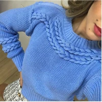 Imagem da promoção Blusa Feminina Tricot Manga Longa Com Trança Inverno