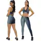 Conjunto 3 Pçs Roupa Academia Calça Shorts Top Nadador em oferta