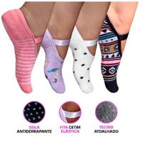 Imagem da promoção Kit C/6 Pares Meia Sapatilha Feminina Antiderrapante Pilates Yoga - Meias Sapatilhas