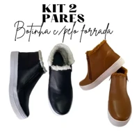 Imagem da promoção Tênis Botinha Feminino com pelo Forrada KIT 2 PARES - Kokota Mania