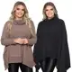 Kit 2 Poncho Feminino Tricô Gola Alta Casaco Lã Mousse Liso Boho em oferta