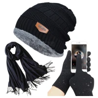 Imagem da promoção Kit Frio Touca Gorro + Luva Touch Celular + Cachecol Echarpe