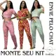Kit com 2 ou 3 Pijamas Feminino Ondinha Adulto Cropped Calça Longa Estampado Suede Roupa de Dormir em oferta