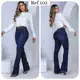 Calça jeans flare feminina cintura alta boca sino com lycra elastano efeito empina bumbum Premium Lu em oferta
