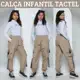 Calça Jogger Infantil Feminina Tactel 4 Cores Calça Juvenil Para Crianças Cargo Street Bloguerinha C em oferta