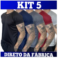 Imagem da promoção Kit 5 Camisetas Dry Fit Masculina - Casual - Treino - Academia - Esportes - Exercícios - Corrida