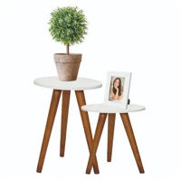 Imagem da promoção Conjunto de Mesa Lateral Pé Palito Retro Decoração MDF