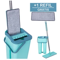 Imagem da promoção Flat Mop 2 Refis Esfregão Com Balde Rodo Mágico Lava Seca Tira Po envio imediato