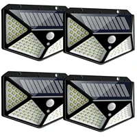 Imagem da promoção 4 Peças Luminária Solar De Parede Refletor 100 Led Sensor Presença Movimento Prova D' Água Com 3 Fun