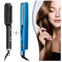 Imagem da promoção Kit Escova Alisadora Bivolt 5 em 1 + Chapinha de Cabelo Nano Titanium 450°