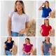 Kit 4 blusas Femininas Gola V Manga Curta. em oferta