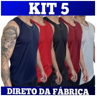Imagem da promoção Kit 5 Regata Dry Fit Masculina - Casual - Treino - Academia - Esportes - Exercícios - Corrida