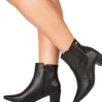 Imagem da promoção Bota Feminina GiGiL Bico Fino Cano Curto Saltinho Salto Baixo Médio Elástico Moda Atual Confortável