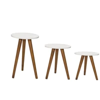 Imagem da promoção Kit Três Mesas Retrô De Canto Pé Palito De Altura 57cm 47cm 32cm Apoio De Sofá Sala Quarto Decoração