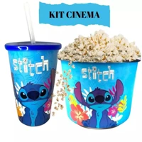 Imagem da promoção Kit Cinema Divertido Copo Stitch Com Canudo 550ML + Balde De Pipoca Pipoqueira Stitch 1,5 Litros