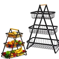 Imagem da promoção Fruteira de Mesa Premium Aramado 2 ou 3 Andares 33cm ou 47cm Altura Cesta Organizador Multiuso