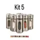 Kit 5 Saleiros Pimenteiro Condimentos Premium Vidro Aço Inox Com Visor em oferta