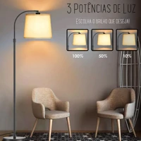 Imagem da promoção Luminária Chão 1,7m Piso Arco Lustre Metal 3 Niveis De LuZ