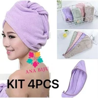 Imagem da promoção KIT 4 PCS Toalha De Cabelo Banho Toalha Grossa Mágica para Secar Cabelo de Microfibra Grossa Touca P