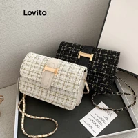 Imagem da promoção Lovito Casual Plain Texture Commute Wool Bolsa de Ombro Pequena para Mulheres