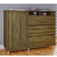 Imagem da promoção Cômoda Quarto Sky com 3 Gavetas 1 Porta e Pés Plásticos