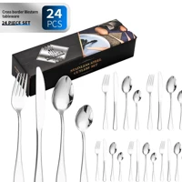 Imagem da promoção 24 Peças Talheres de Aço Inox Garfo Colher Faca Colher De Mesa