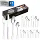 24 Peças Talheres de Aço Inox Garfo Colher Faca Colher De Mesa em oferta