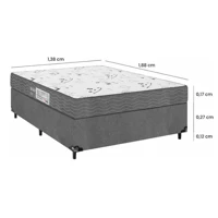 Imagem da promoção Cama Box Casal + Colchão D33 One Face - Suede Cinza