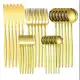 24 Peças Talheres Dourado de Aço Inox Garfo Colher Faca De Mesa NOVEVE em oferta