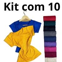 Imagem da promoção Kit 10 Blusas Femininas T-Shirt em Malha Canelada - Conforto e Estilo para Todas as Ocasiões