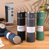 Imagem da promoção caneca Kit Garrafa Térmica Vacuum Bottle Inox 500ml 1 OU 3 Xícaras Bebidas Fria ou Quente