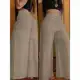 Calça Pantalona De Linho Com Cinto Fake e Bolsos Do P ao GG em oferta