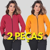 Imagem da promoção Kit Com 2 Jaquetas Bomber Blusa Manga Longa Com Zíper Blusa De Frio