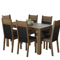 Imagem da promoção Conjunto Sala de Jantar Mesa Tampo de Madeira 6 Cadeiras Rustic/Preto Bahamas Madesa