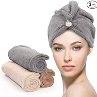 Imagem da promoção Kit 3 Toalha De Cabelo Banho Toalha Grossa Mágica Microfibras Com Botão Adequado Para Cabelos Secos