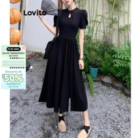 Imagem da promoção Lovito Vestido elegante liso dividido para mulheres