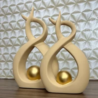 Imagem da promoção Enfeite Dupla Vasos C/ Esfera Dourada Cerâmica Decoração P/ Rack Sala Várias Cores