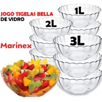 Imagem da promoção Kit Tigelas Bella Conjunto Marinex de Vidro Astral Detalhado Resistente