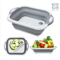Imagem da promoção Tábua +Escorredor Bacia Cesta Retrátil Silicone Multifuncional Cozinha 3 em 1