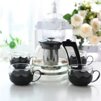 Imagem da promoção Conjunto De Jarra 1,1L Com Infusor E Xícaras 150mL Para Chá 5 Peças Vidro e Plastico
