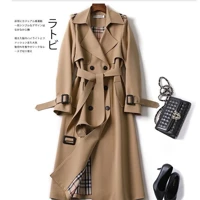 Imagem da promoção Médio Longo Cáqui trench coat Feminino Outono Inverno Manga Comprida Duplo breasted Blusão Casacos C