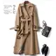 Médio Longo Cáqui trench coat Feminino Outono Inverno Manga Comprida Duplo breasted Blusão Casacos C em oferta