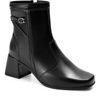 Imagem da promoção Bota Feminina Lumiss Salto Bloco Baixo Cano Curto Detalhe Metal