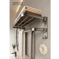 Imagem da promoção Porta Toalha Suporte Toalheiro Banheiro Duplo Aço Inox Premium Retratil 90° Sem adesivos, precisa fa