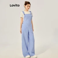Imagem da promoção Lovito Macacão casual listrado com bolsos em blocos de cores para mulheres L117AD169